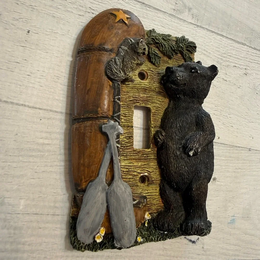RESIN light SWITCH PLATE Bear Canoe Squirrel Paddles